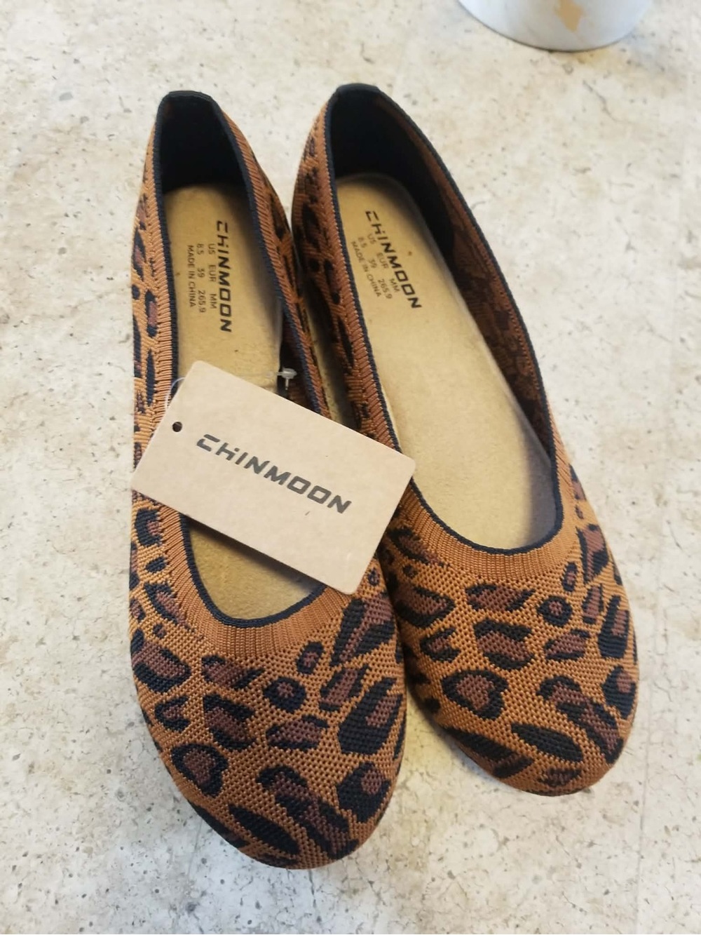 Chinmoon Women's Leopard Print Ballet Flats in Brown